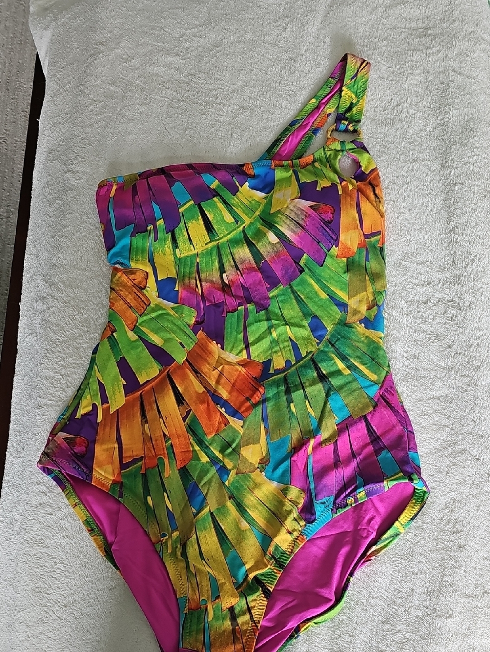 TRINA TURK One-Shoulder Tropical Print Swimsuit - SIZE 6